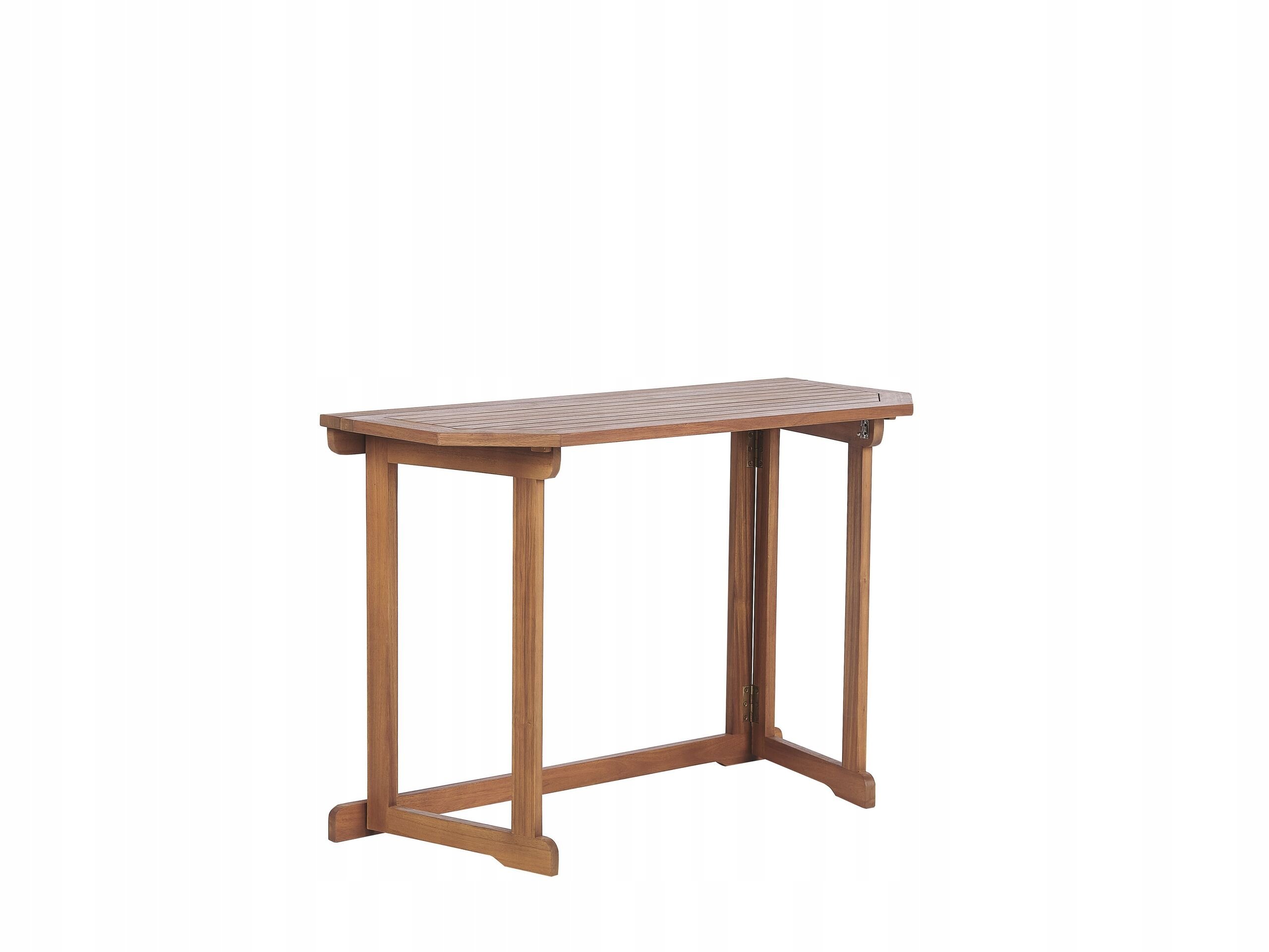 Beliani Stolik balkonowy składany akacjowy 110 x 47 cm jasne drewno TREIA – Idealne rozwiązanie na wąski balkon