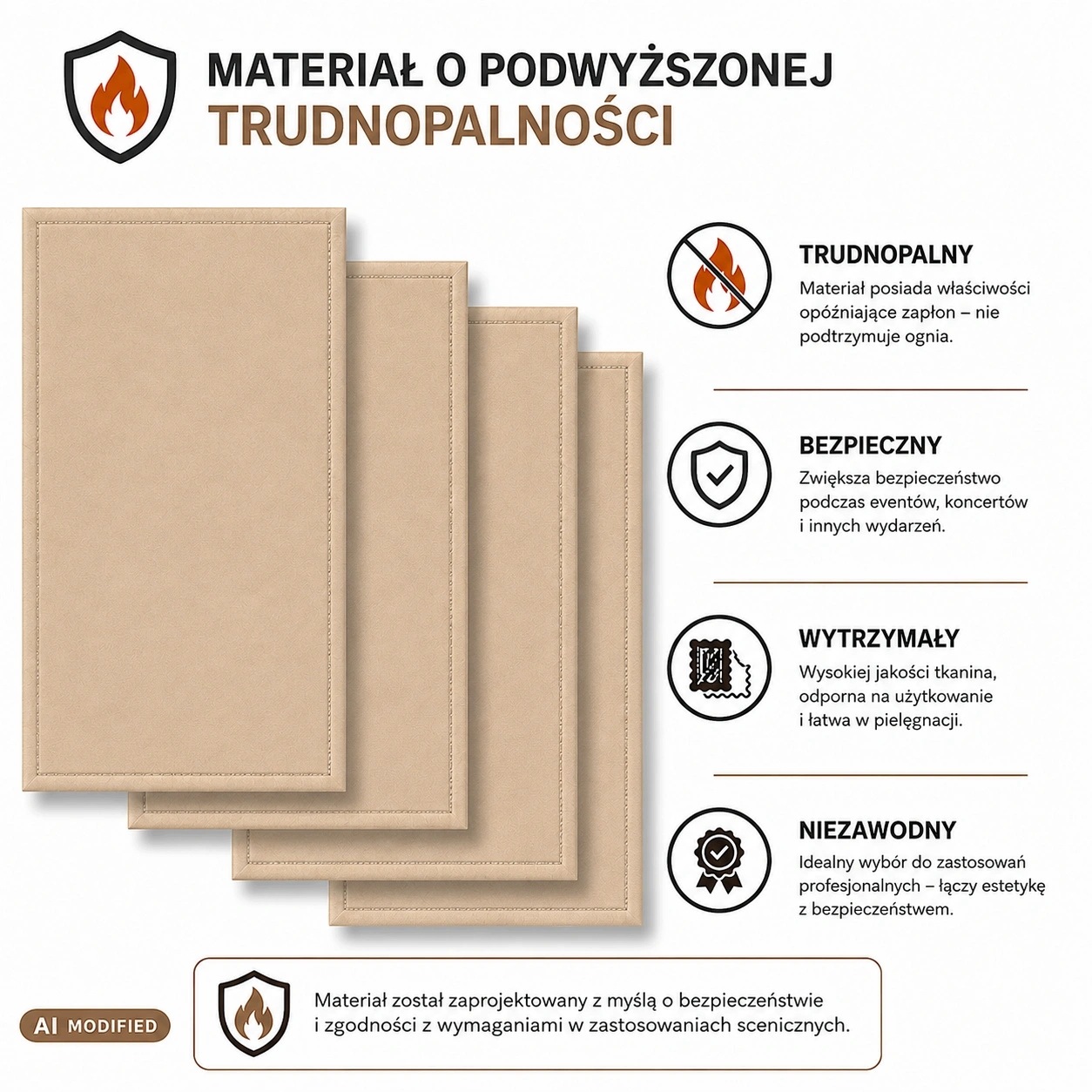 Wysokiej jakości materiał – elastyczna lycra o podwyższonej trudnopalności