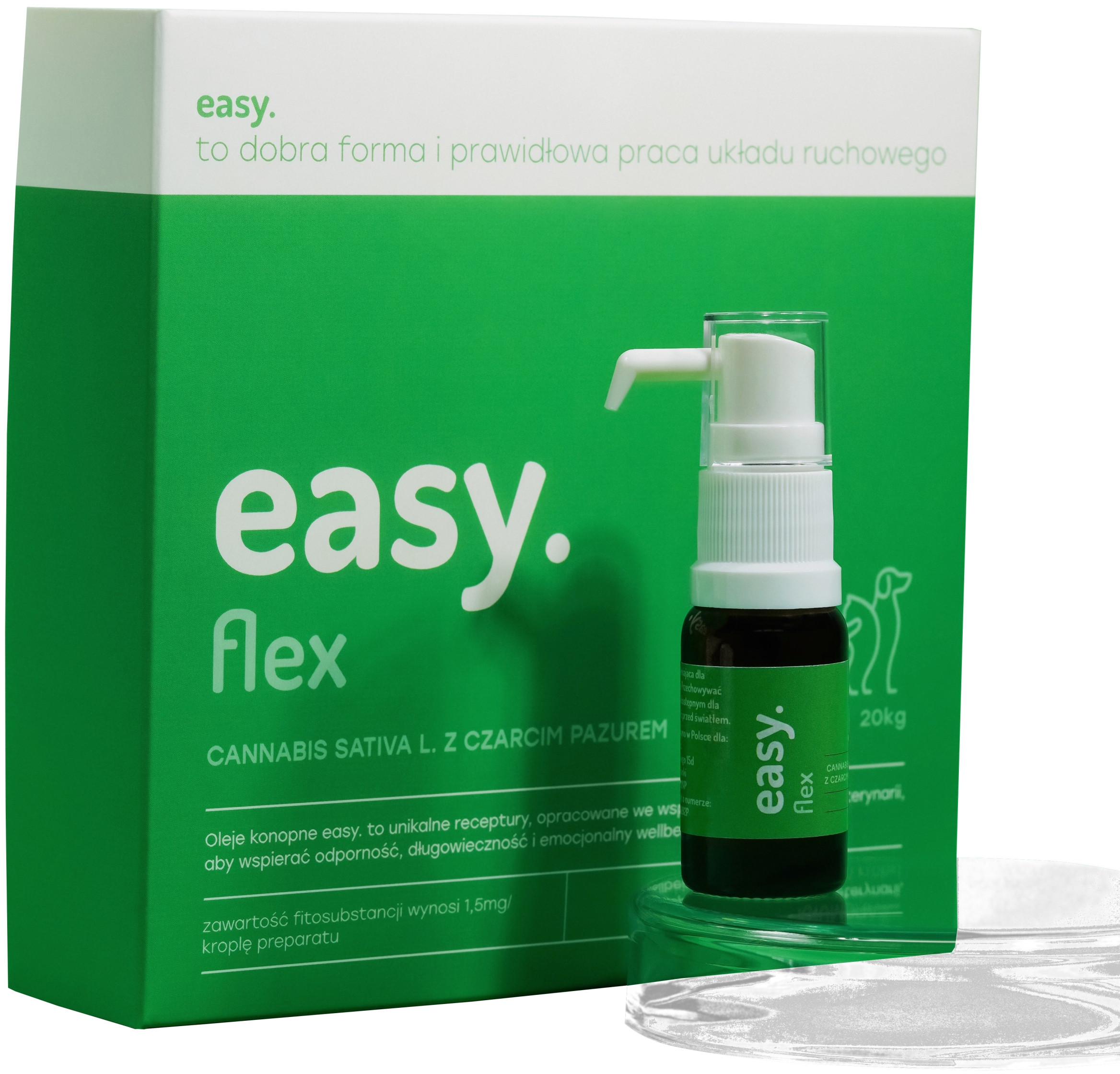 Easy. Olej konopny dla psów i kotów Flex do 20kg – Zdrowie i witalność Twojego pupila