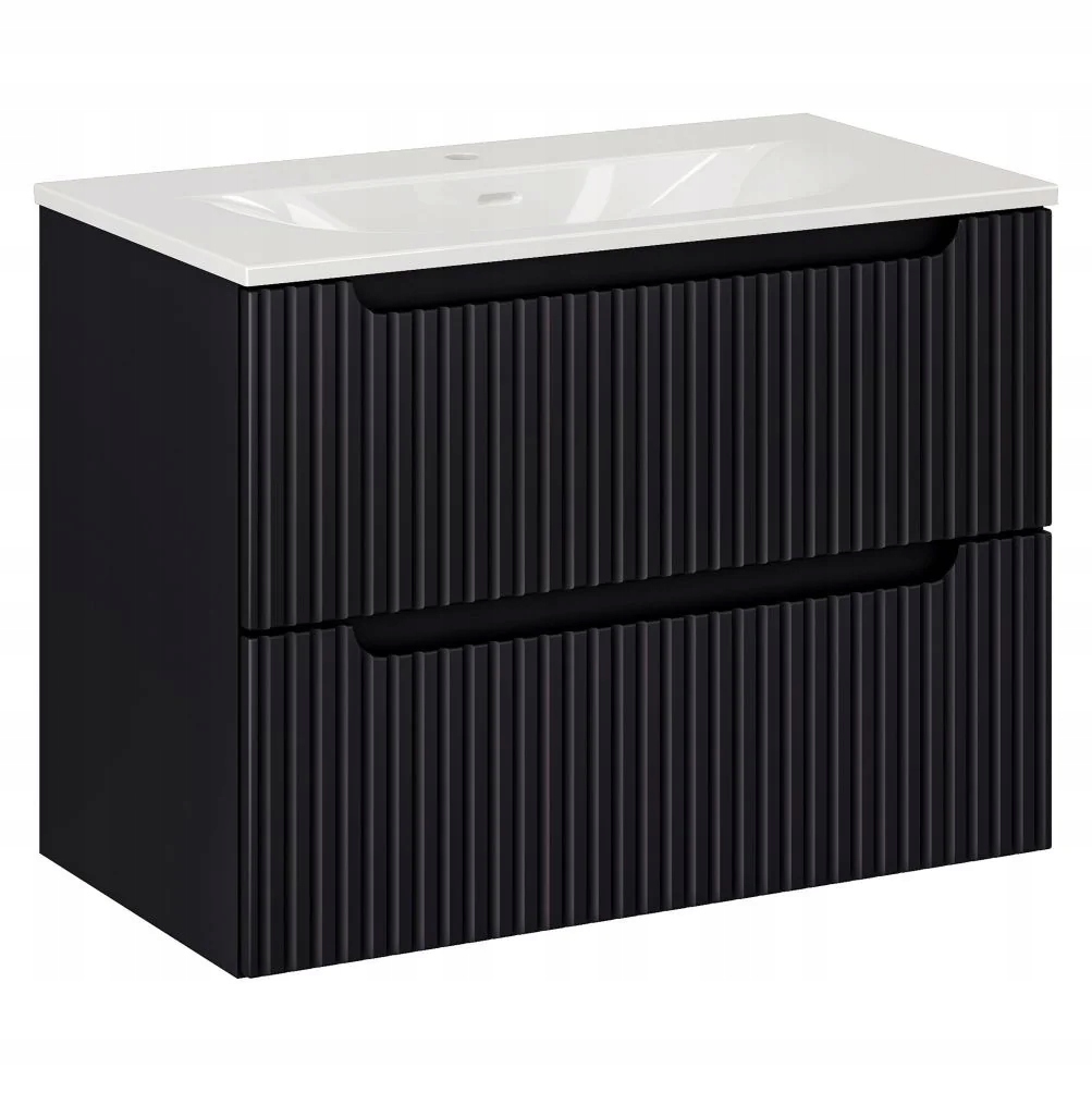 CZARNA szafka łazienkowa z umywalką 80 cm NOVA BLACK 82-80 – Elegancja i funkcjonalność w Twojej łazience