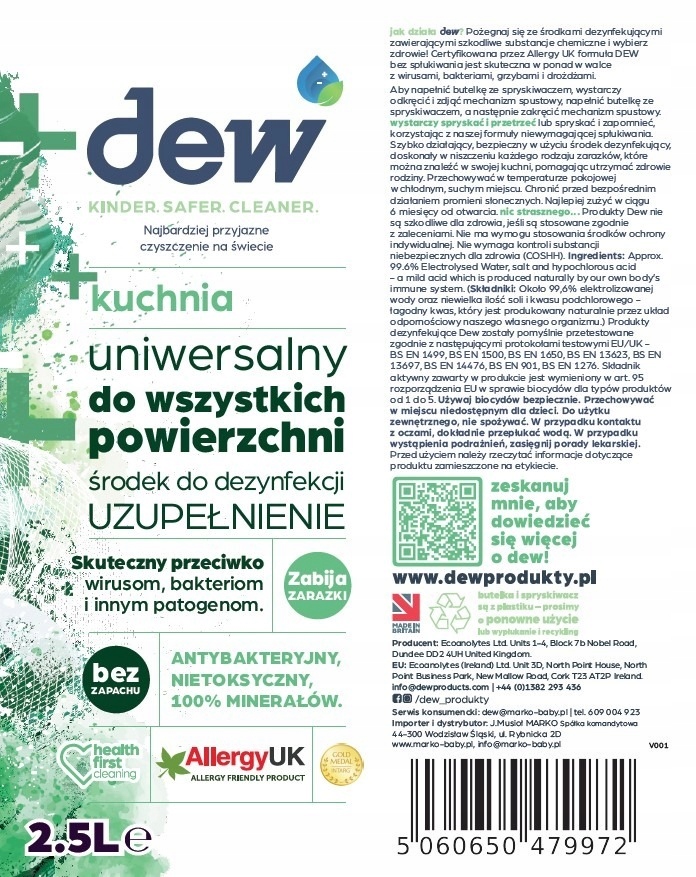 Bezpieczny dla zdrowia – certyfikowany przez Allergy UK