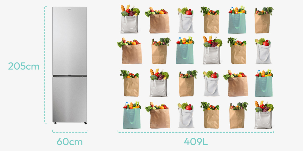 Lodówka Candy CNCQ4T620DX – Nowoczesna chłodziarko-zamrażarka dla Twojej kuchni