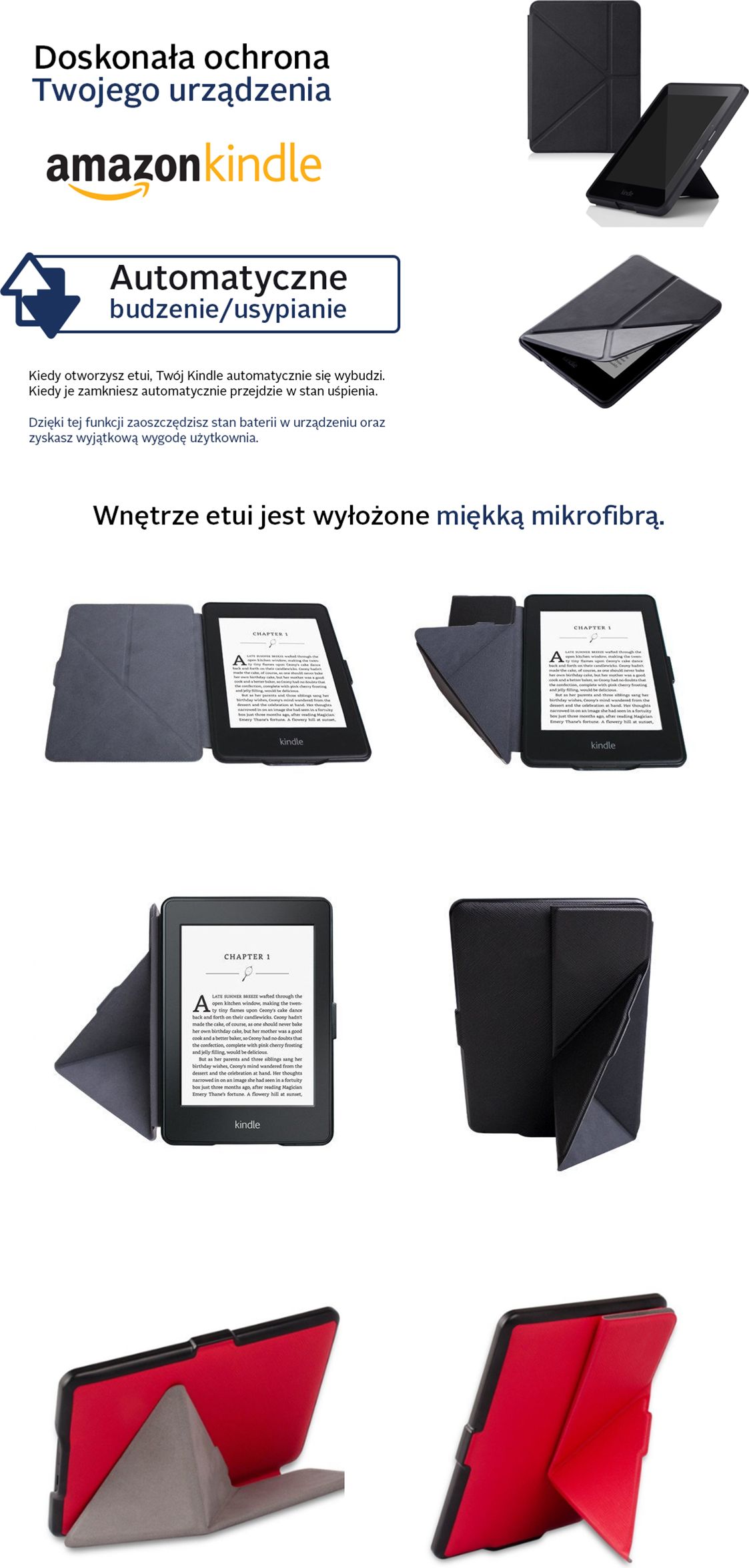 Etui Origami Case Kindle Paperwhite 1/2/3 Green Pokrowiec