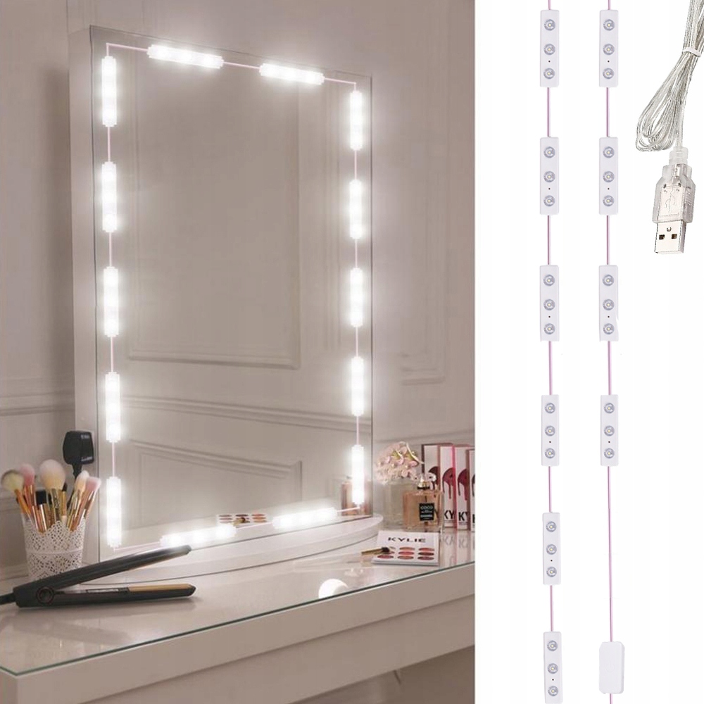 Lampki do lustra toaletki LED zestaw makijaż 10 sztuk USB – Idealne oświetlenie do makijażu