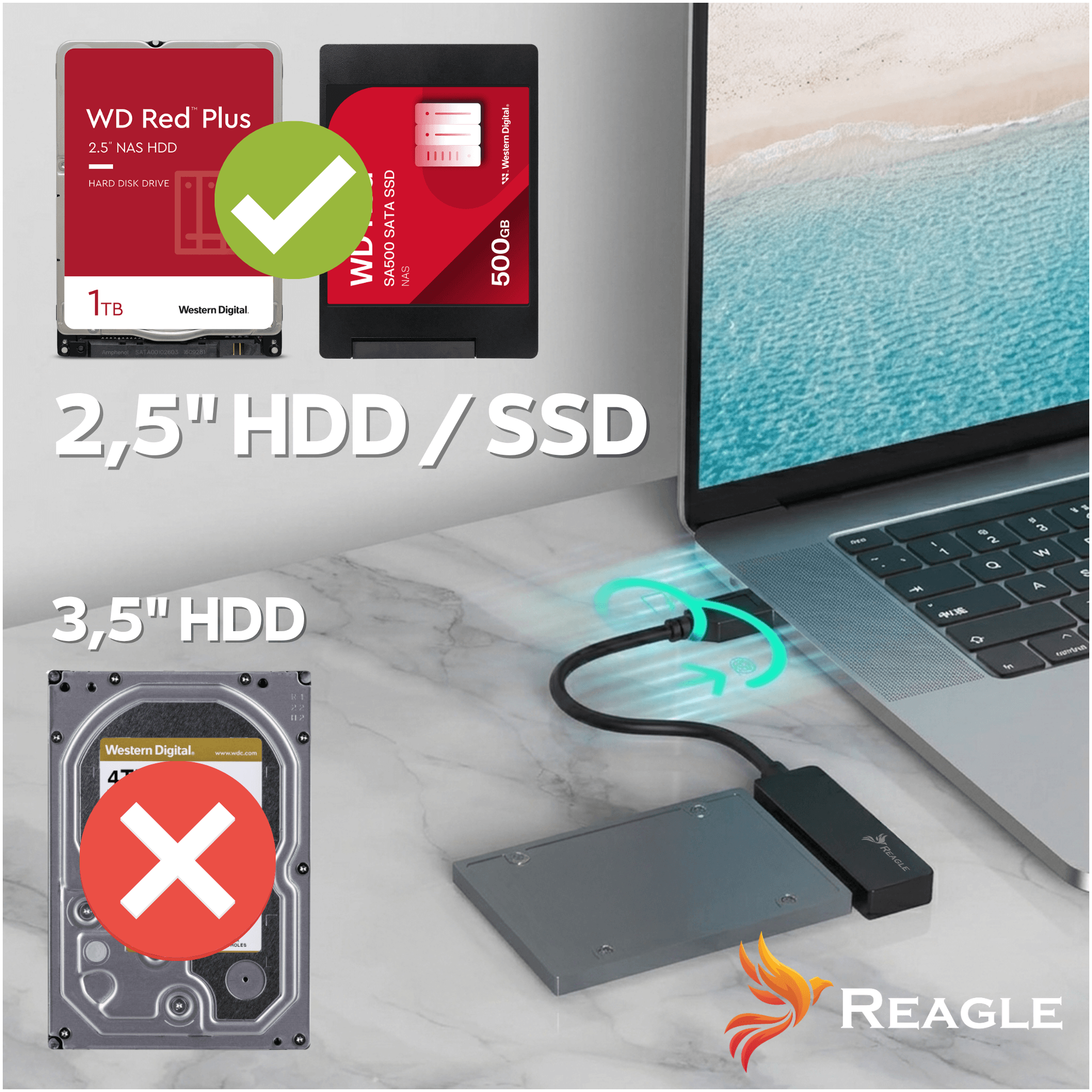 Uniwersalne zastosowanie – Obsługa dysków 2,5” SATA HDD i SSD