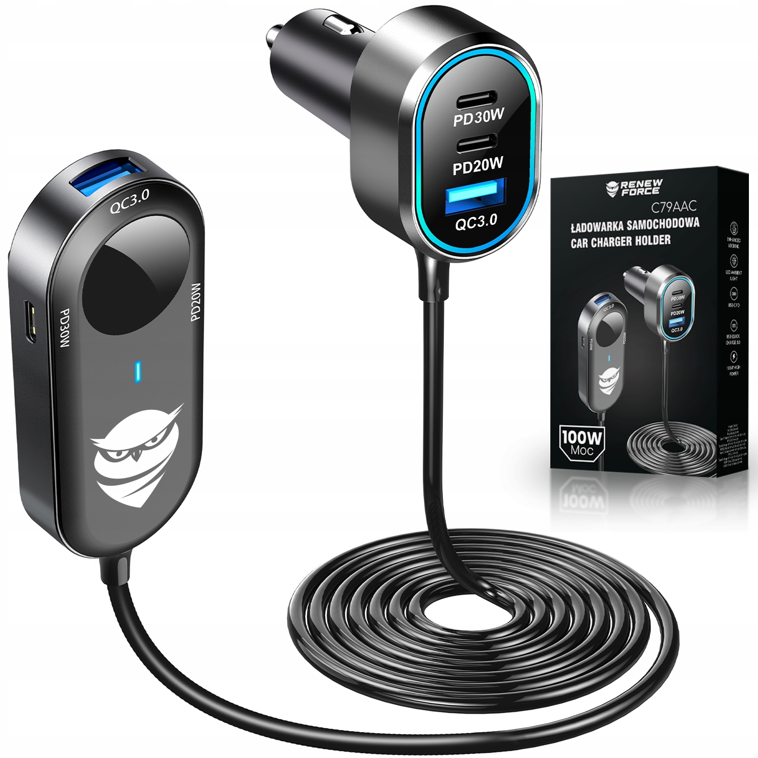 Ładowarka Samochodowa Rozdzielacz 6xUSB Mocna 100W – Idealne rozwiązanie dla podróżujących