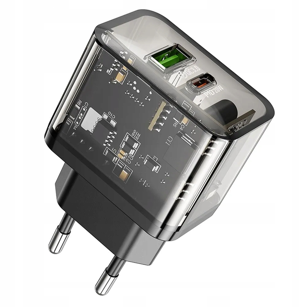 Ładowarka sieciowa Hoco USB A + USB C QC3.0 PD 3A 20W N34 – Szybkie ładowanie dla Twoich urządzeń