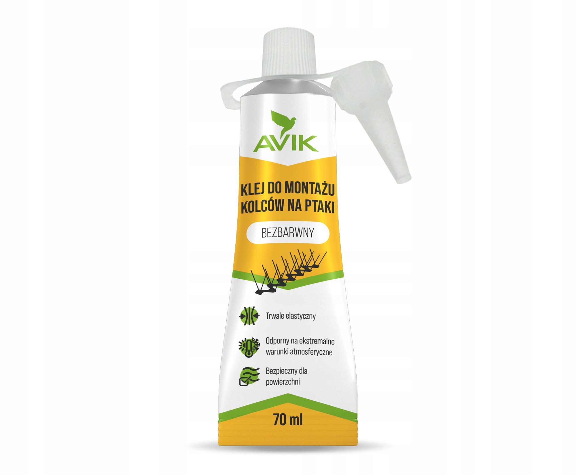 AVIK Bezbarwny Klej 70ml do Montażu Zamocowania Kolców na Ptaki Gołębie – Profesjonalne rozwiązanie