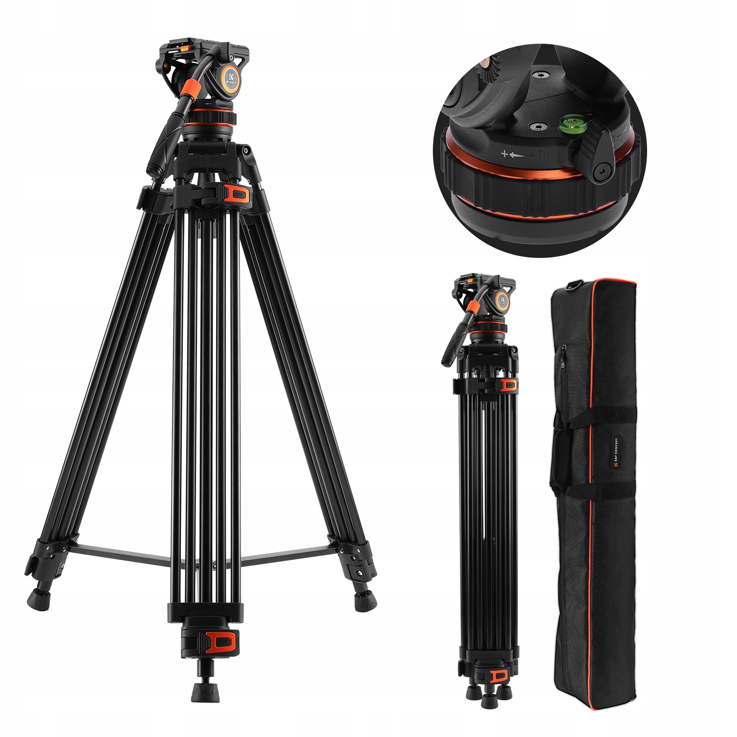 Profesjonalny Statyw Filmowy do Filmowania VIDEO Głowica Olejowa K&F 192cm / KF09.147 – Idealny wybór dla filmowców
