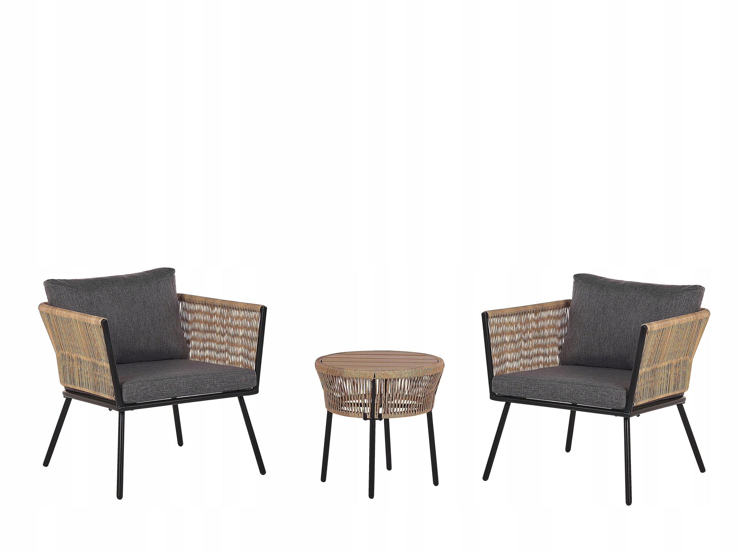 Zestaw mebli balkonowych z technorattanu naturalny GARGANO – Idealny do Twojego ogrodu