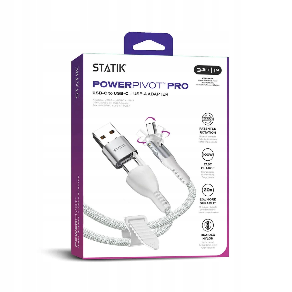 Statik PowerPivot Pro Nylonowy Kabel USB-C – Wydajność i styl w jednym