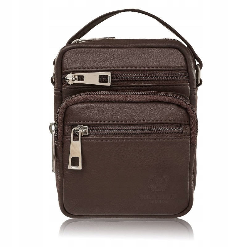 Saszetka męska na ramię skórzana pojemna mała T-133-BR – Styl i funkcjonalność w jednym