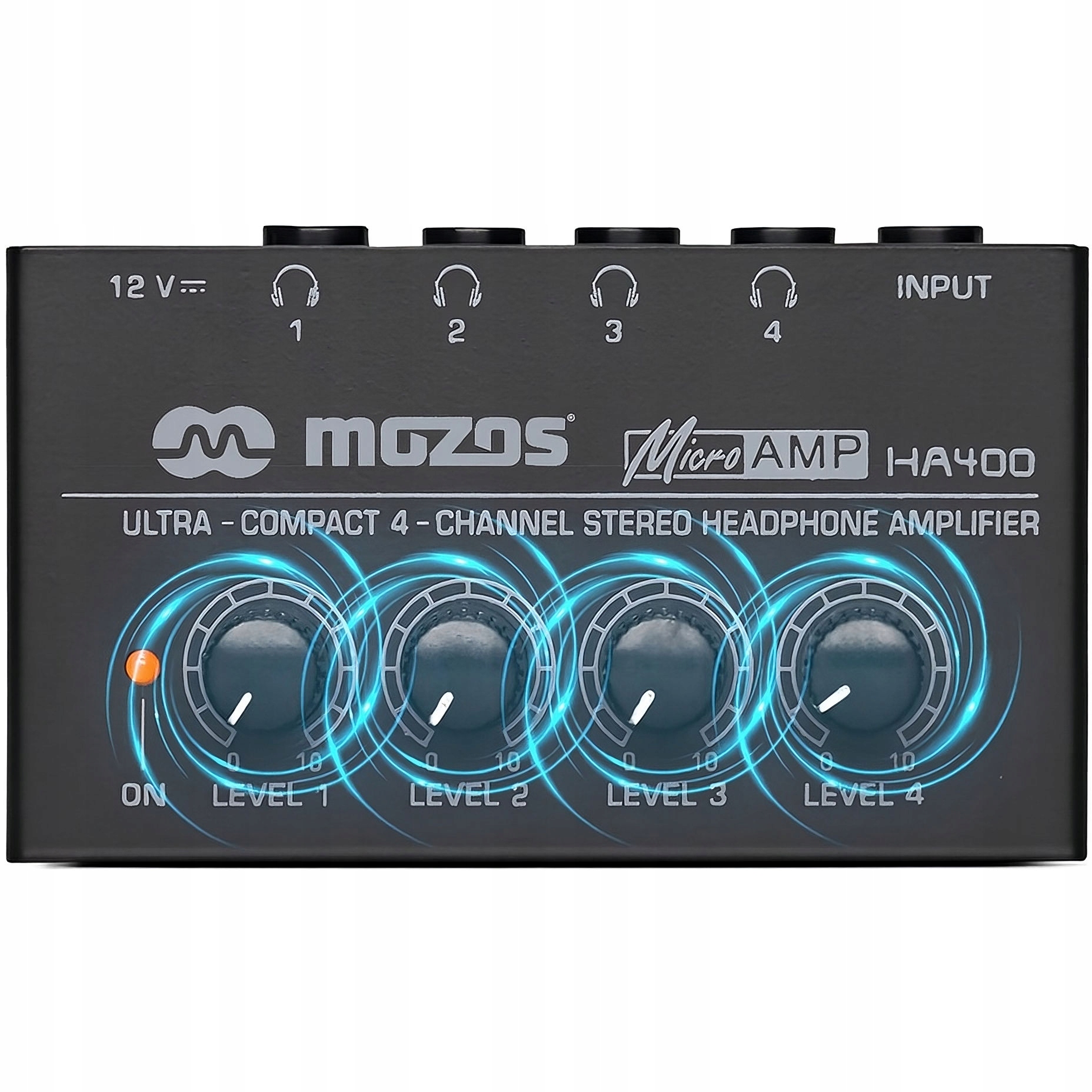 MOZOS HA400 4-KANAŁOWY WZMACNIACZ SŁUCHAWKOWY STEREO – Kompaktowe rozwiązanie audio