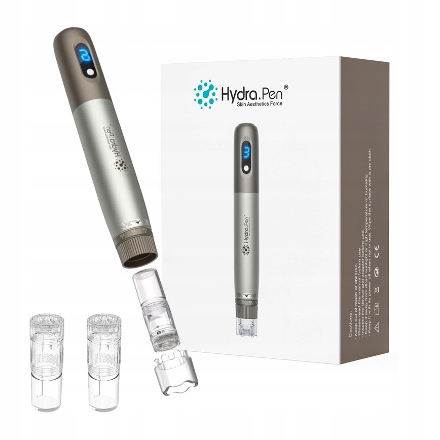 Dermapen Hydra Pen do mezoterapii – Zestaw z 2 wymiennymi kartridżami