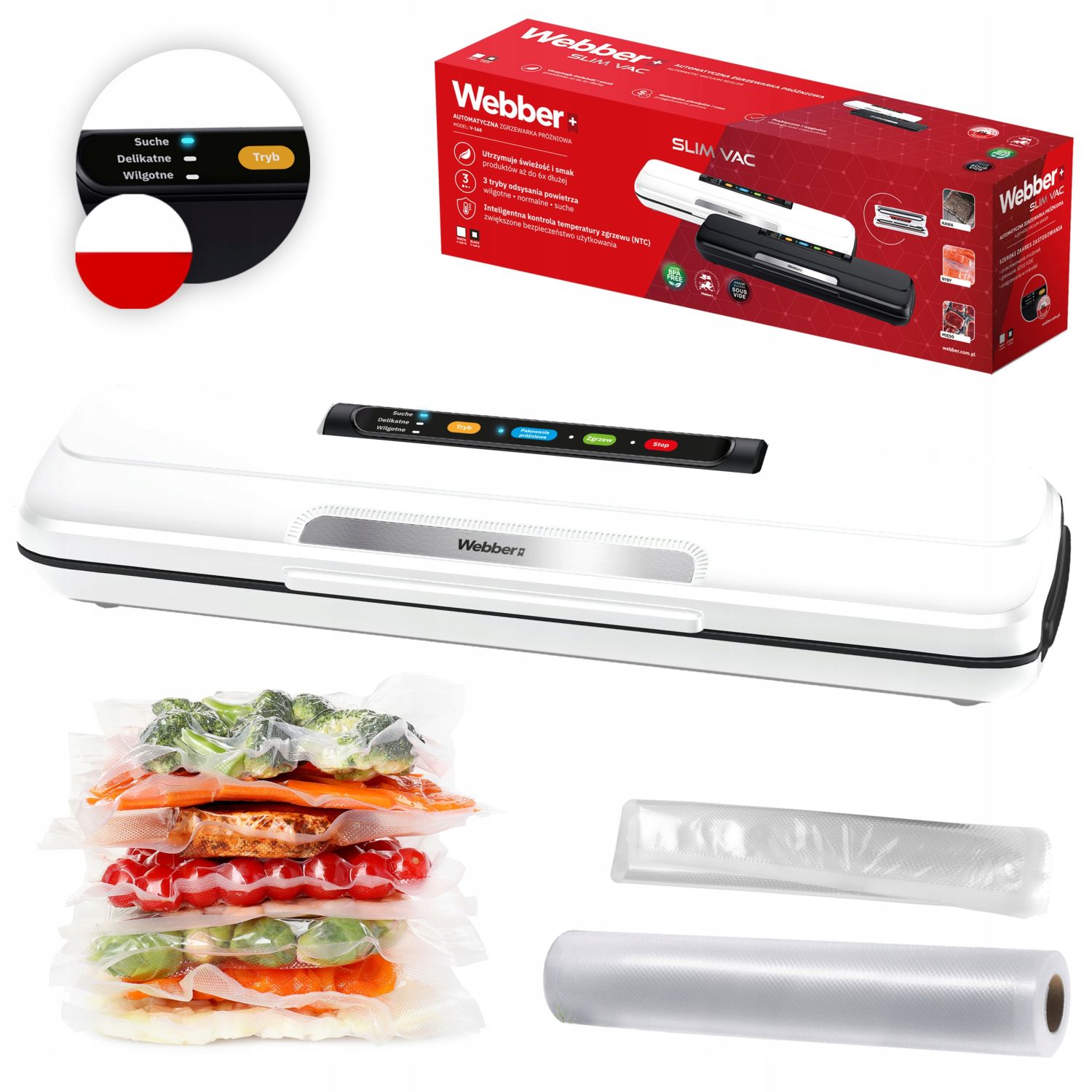 Zgrzewarka vacuum food packaging 110W akcesoria biała EDUKAMP – Twoje rozwiązanie do dłuższej świeżości żywności