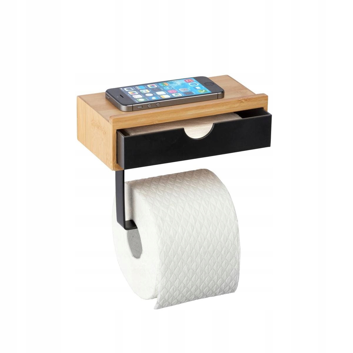 Uchwyt na papier toaletowy BAMBUSA z bambusową szufladą, WENKO – Elegancja i funkcjonalność w Twojej łazience
