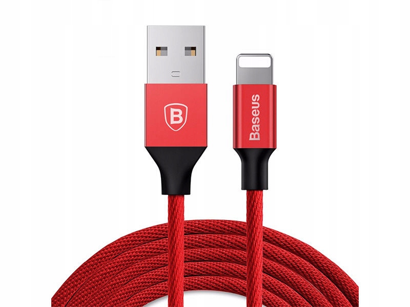 Kabel USB-A - Lightning 1.8 m Czerwony (CALYW-A09) – Szybkie ładowanie i transfer danych