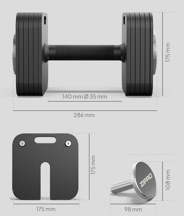 ZIPRO Hantla z regulacja obciążenia 24 kg