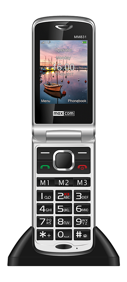 Maxcom Comfort mm831  3G front w ładowarce