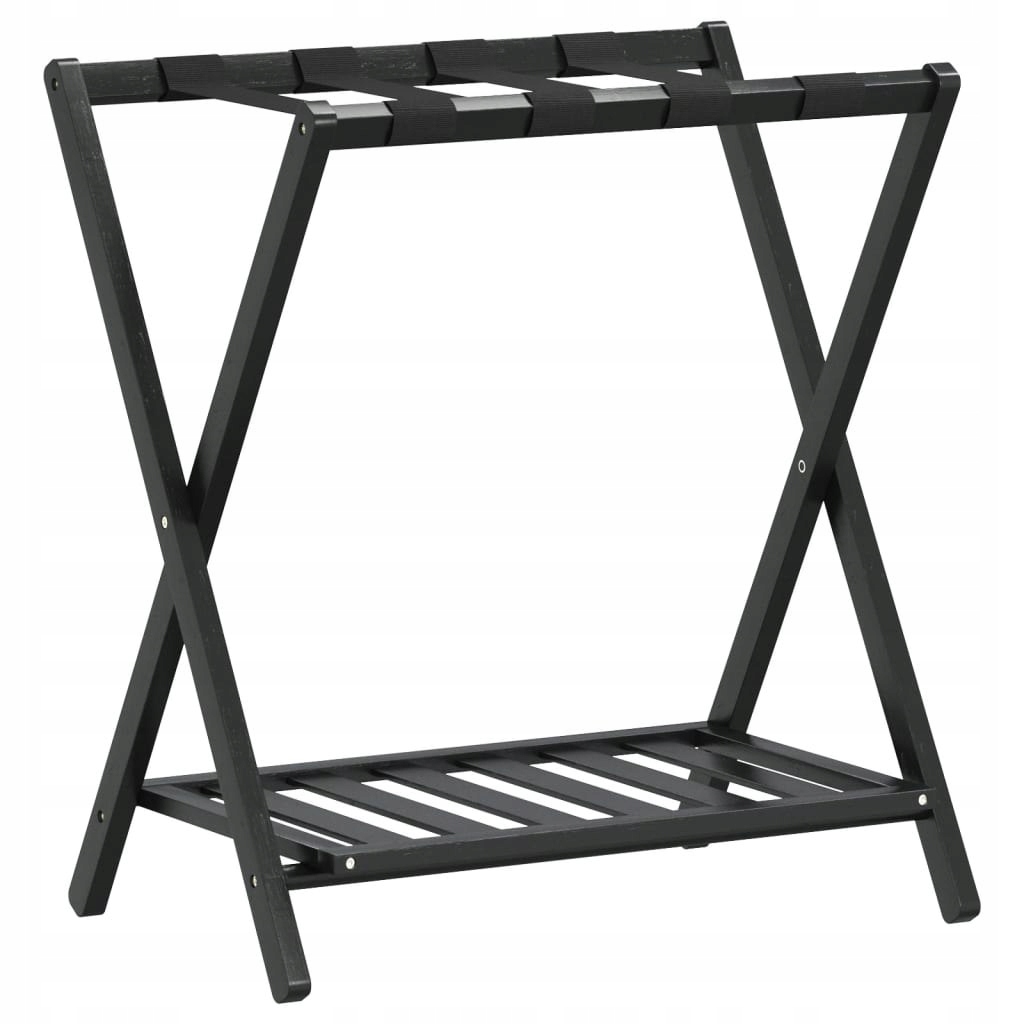 Stojak na bagaż, czarny, 68x38x58 cm, bambusowy – Idealny do pakowania i przechowywania