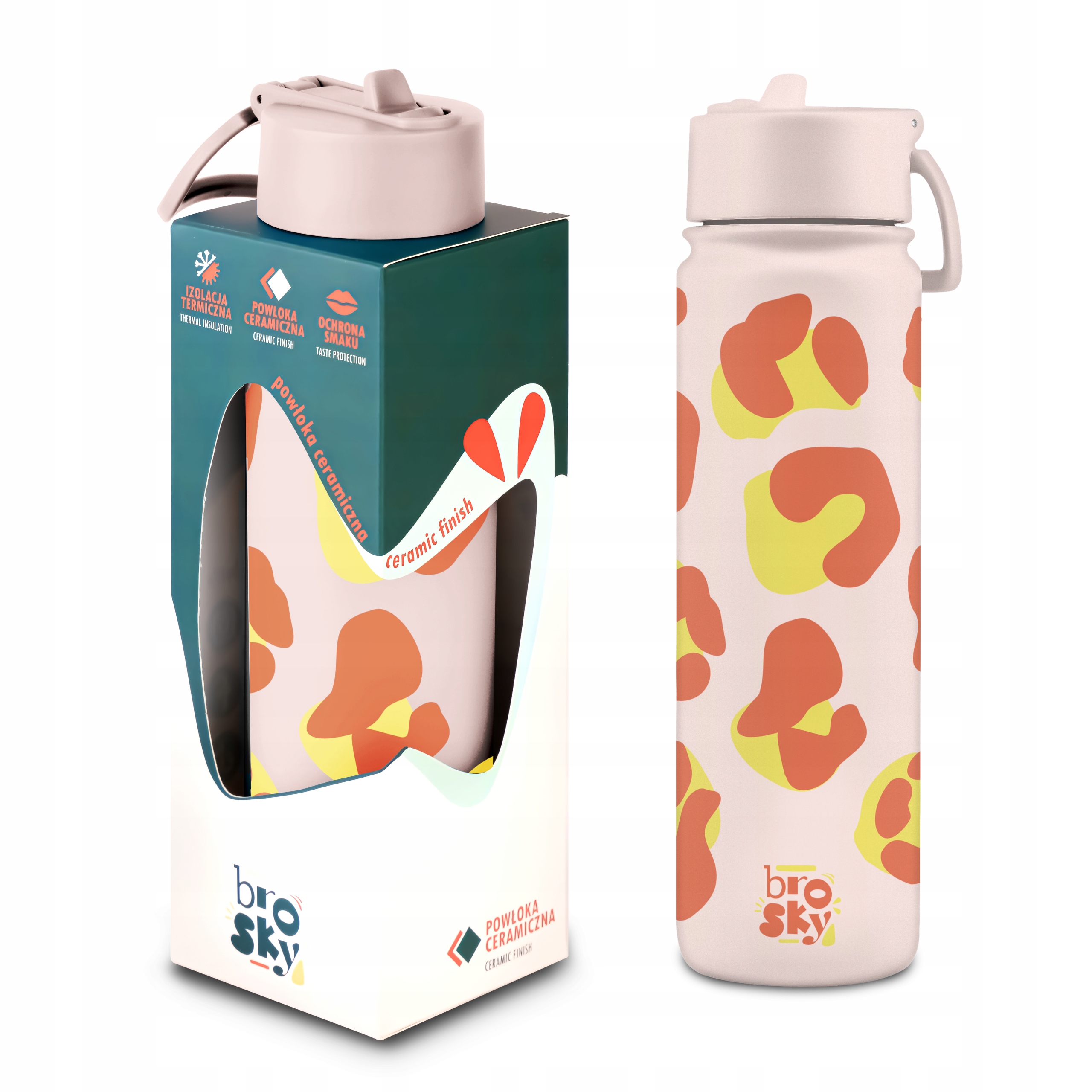 Różowa butelka na wodę z nadrukiem w zwierzęcy motyw 680 ml – Styl i funkcjonalność w jednym