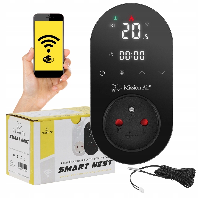 Gniazdkowy regulator temperatury SMART NEST BLACK – Nowoczesne rozwiązanie dla Twojego domu