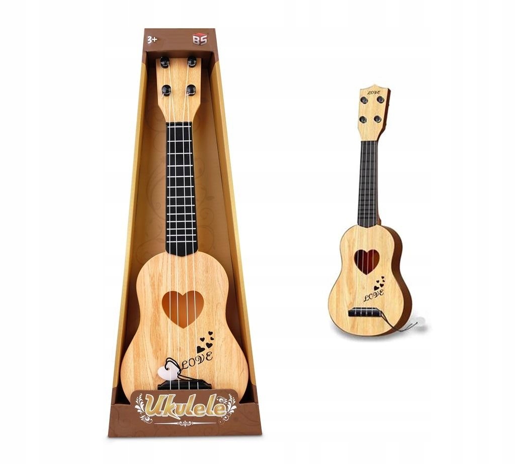Zestaw zawiera: ukulele i kostkę do gry