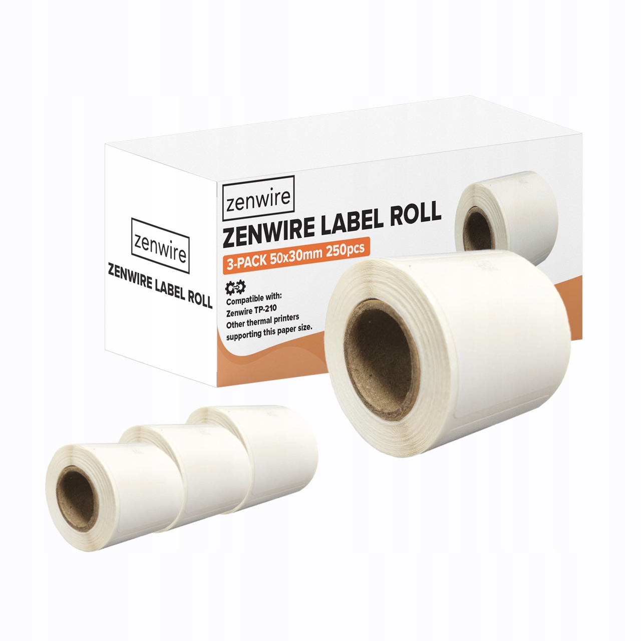 Etykiety Termiczne Samoprzylepne 3-pak Rolki 50x30 mm do Mini Drukarki Zenwire TP-210 – Idealne rozwiązanie dla Twojego biura
