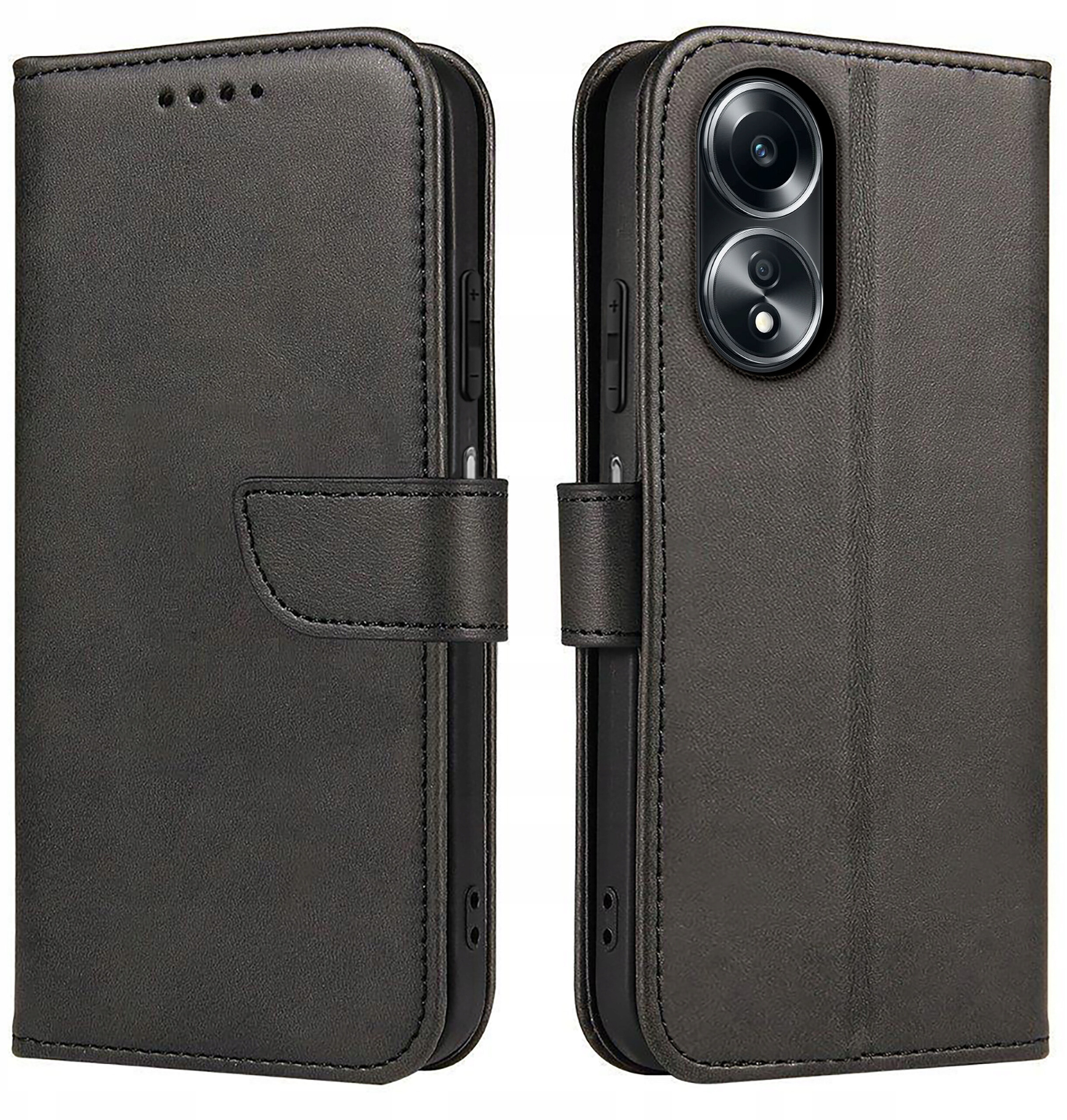 Etui Skórzane PORTFEL SKIN CASE + Szkło Hartowane 9H do Oppo A58 4G – Elegancka ochrona dla Twojego telefonu