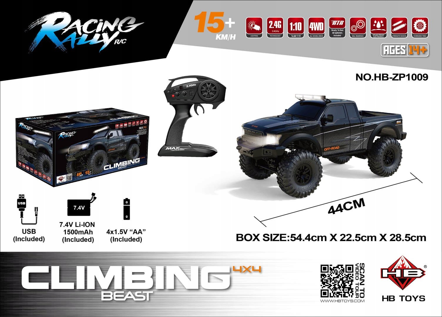 Auto R/C Terenowe Climbing Beast 4x4 1:10 – Ekstremalne przygody na każdym terenie