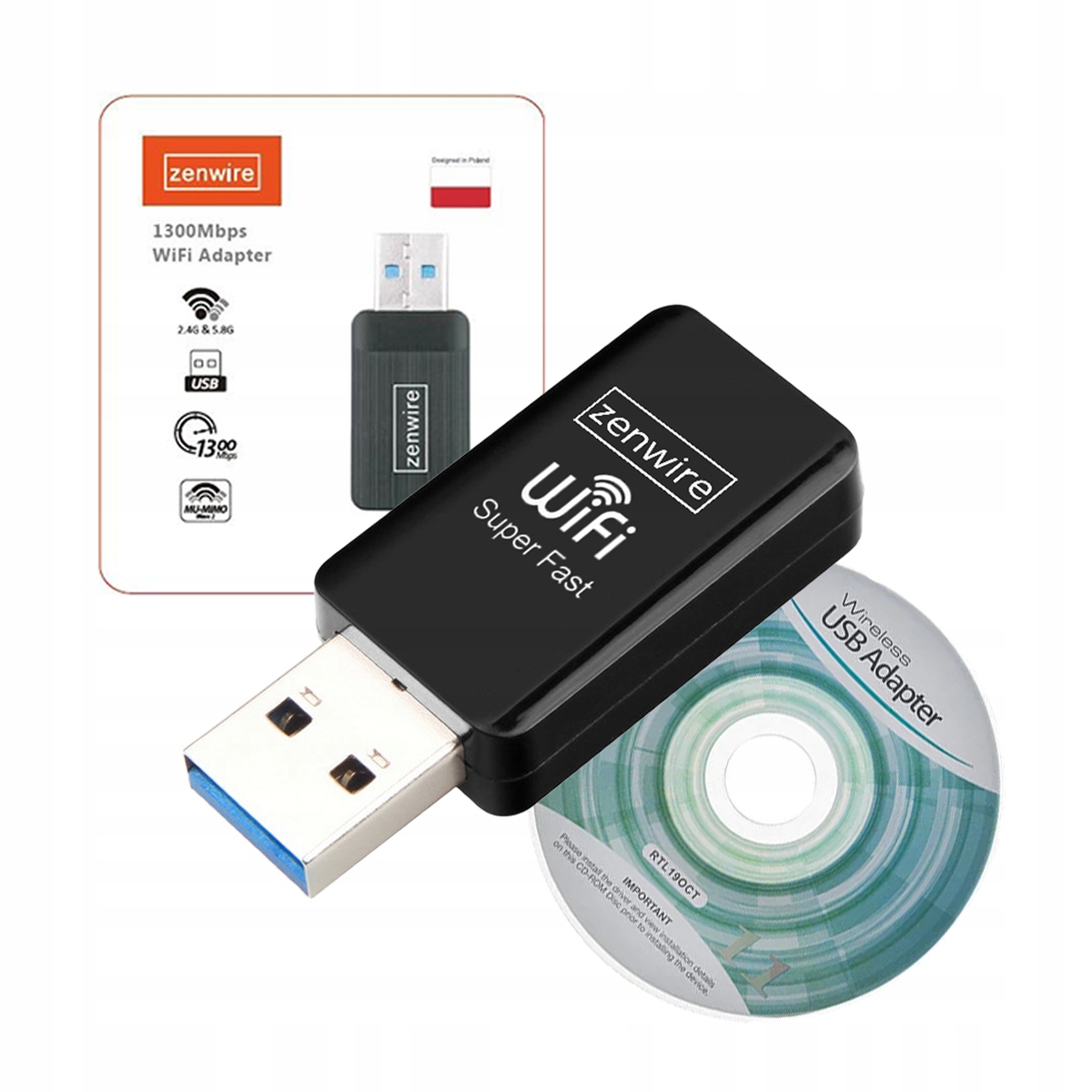 Adapter Karta sieciowa WiFi USB 3.0 Zenwire TOP-4608AC – Szybkie i stabilne połączenie internetowe