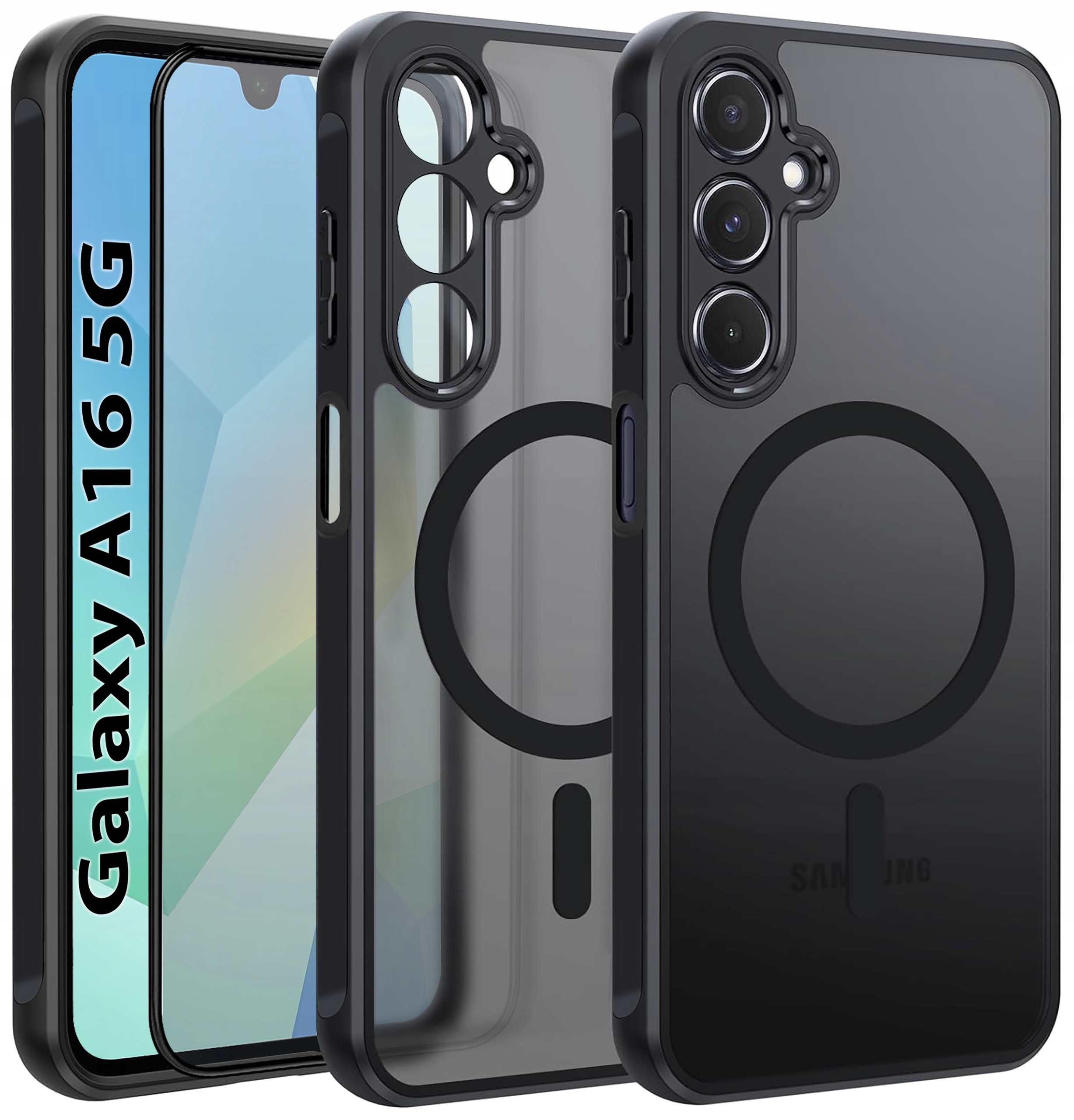 Etui do Samsung A16 5G do MagSafe MATT WZMACNIANE 360° + Szkło PREMIUM