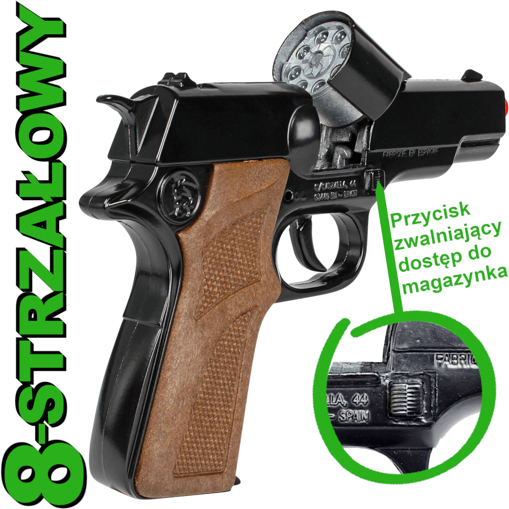 Pistolet Metalowy Na Kapiszony COLT GONHER Policyjny Hukowy 8-Strzałowy TOMDORIX