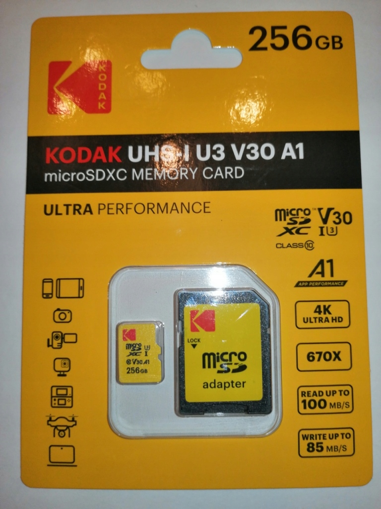Karta Kodak MicroSDXC 256GB UHS-I U3 V30 A1 + Adapter – Wysoka wydajność i pojemność