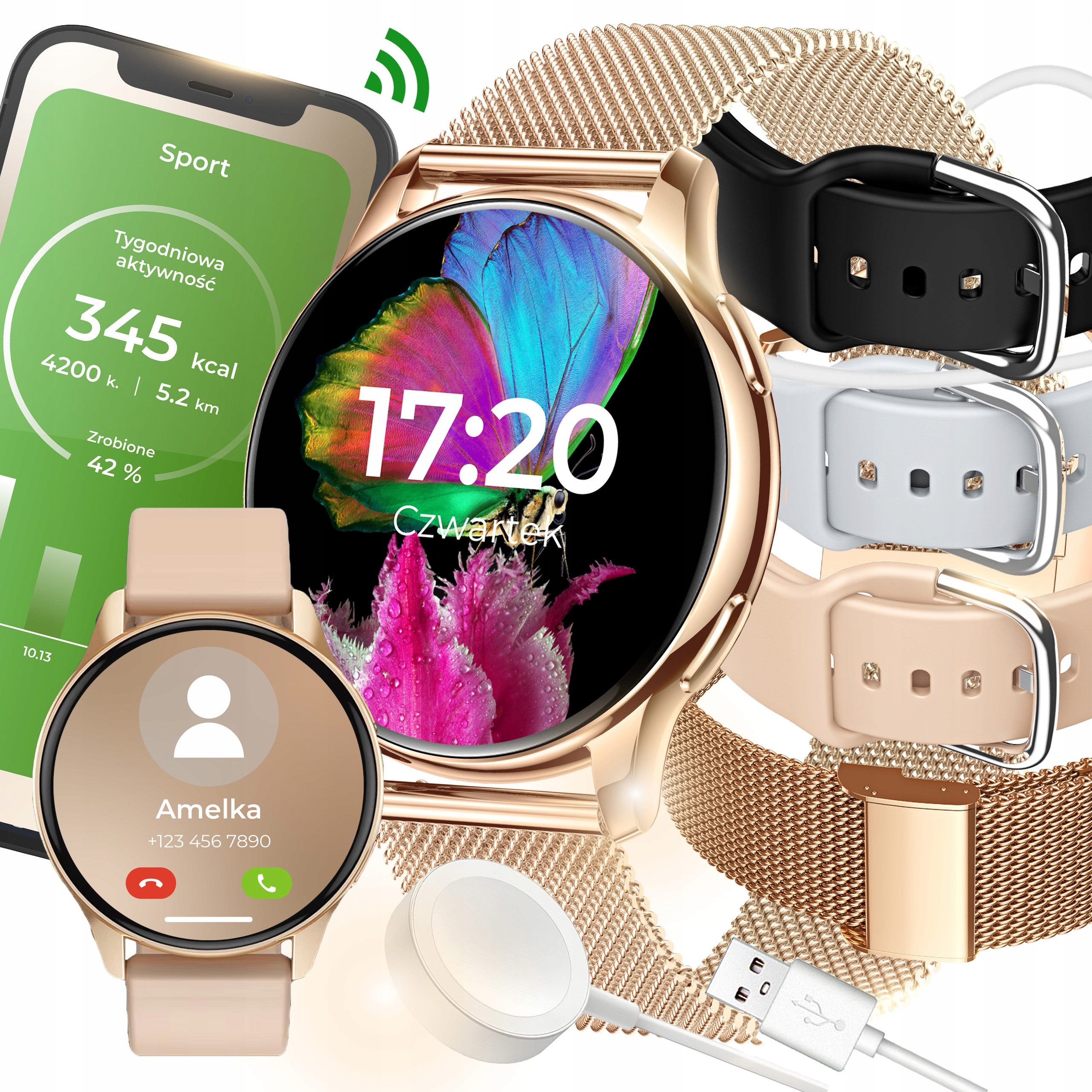 SMARTWATCH ZEGAREK DAMSKI MENU PL ROZMOWY POWIADOMIENIA SPORT – Elegancja i funkcjonalność w jednym