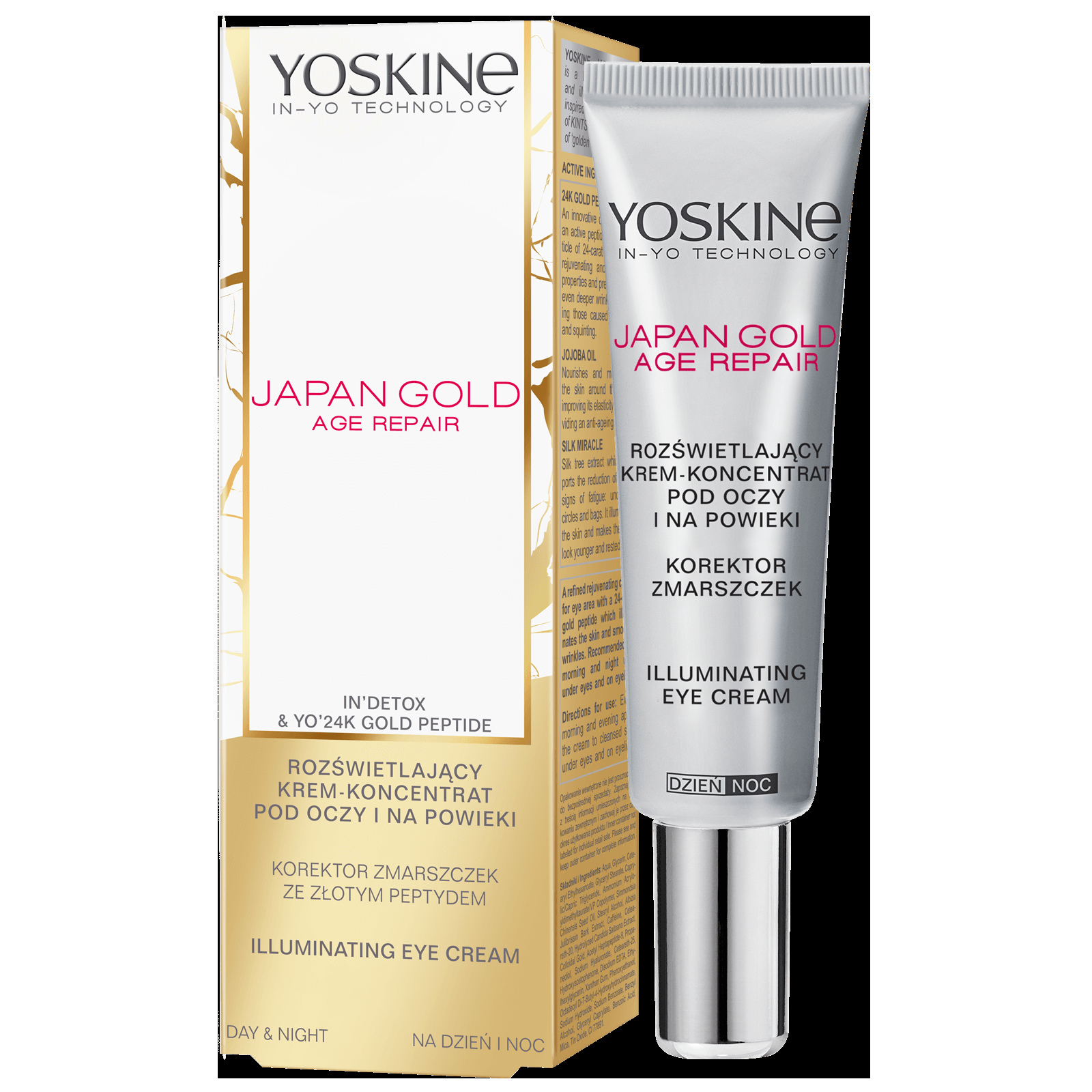 Yoskine Japan Gold – Rozświetlający Krem Pod Oczy na Dzień i Noc