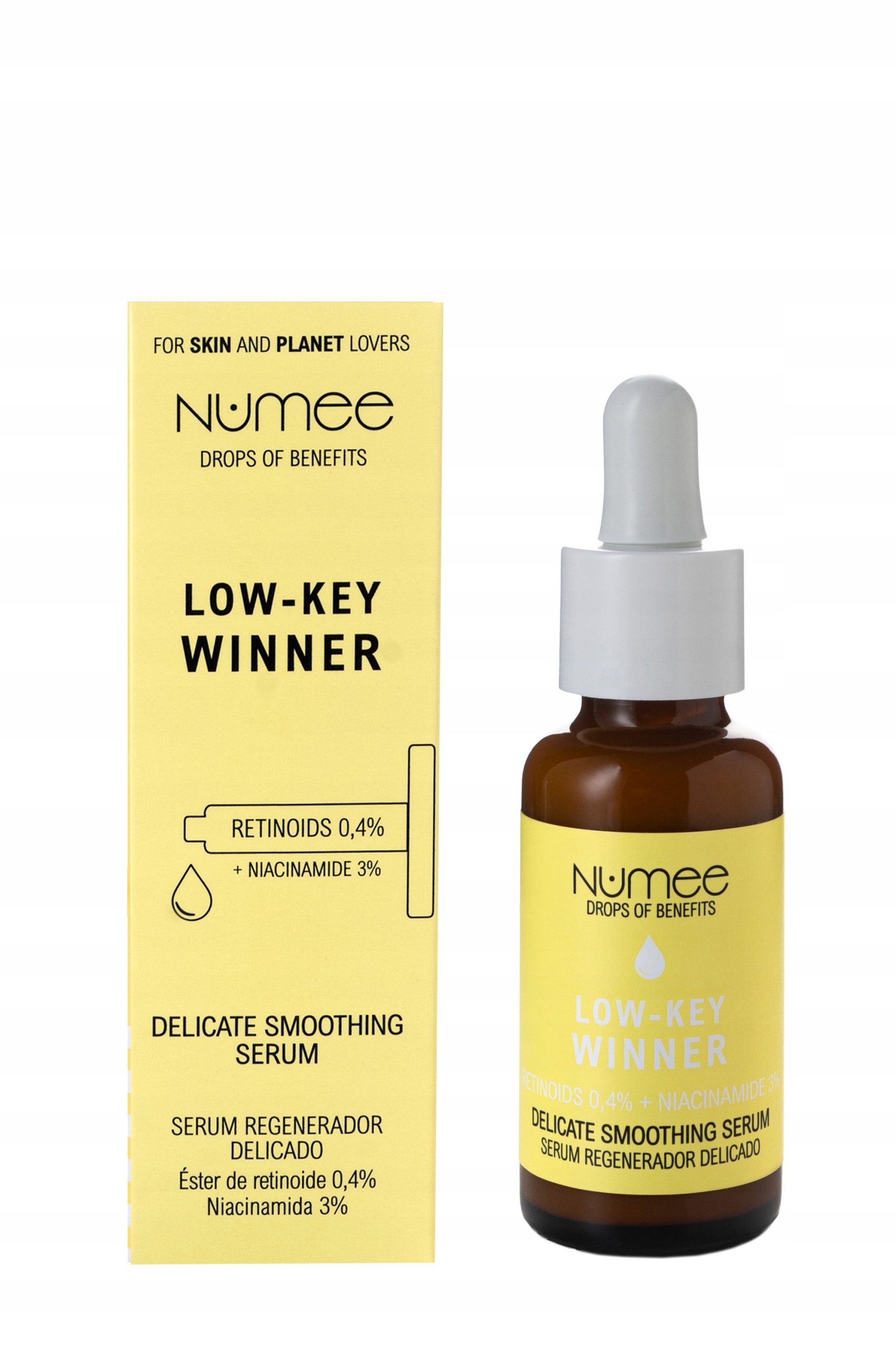 Numee Drops of Benefits LOW-KEY WINNER – Wygładzające serum do twarzy z retinolem 30ml