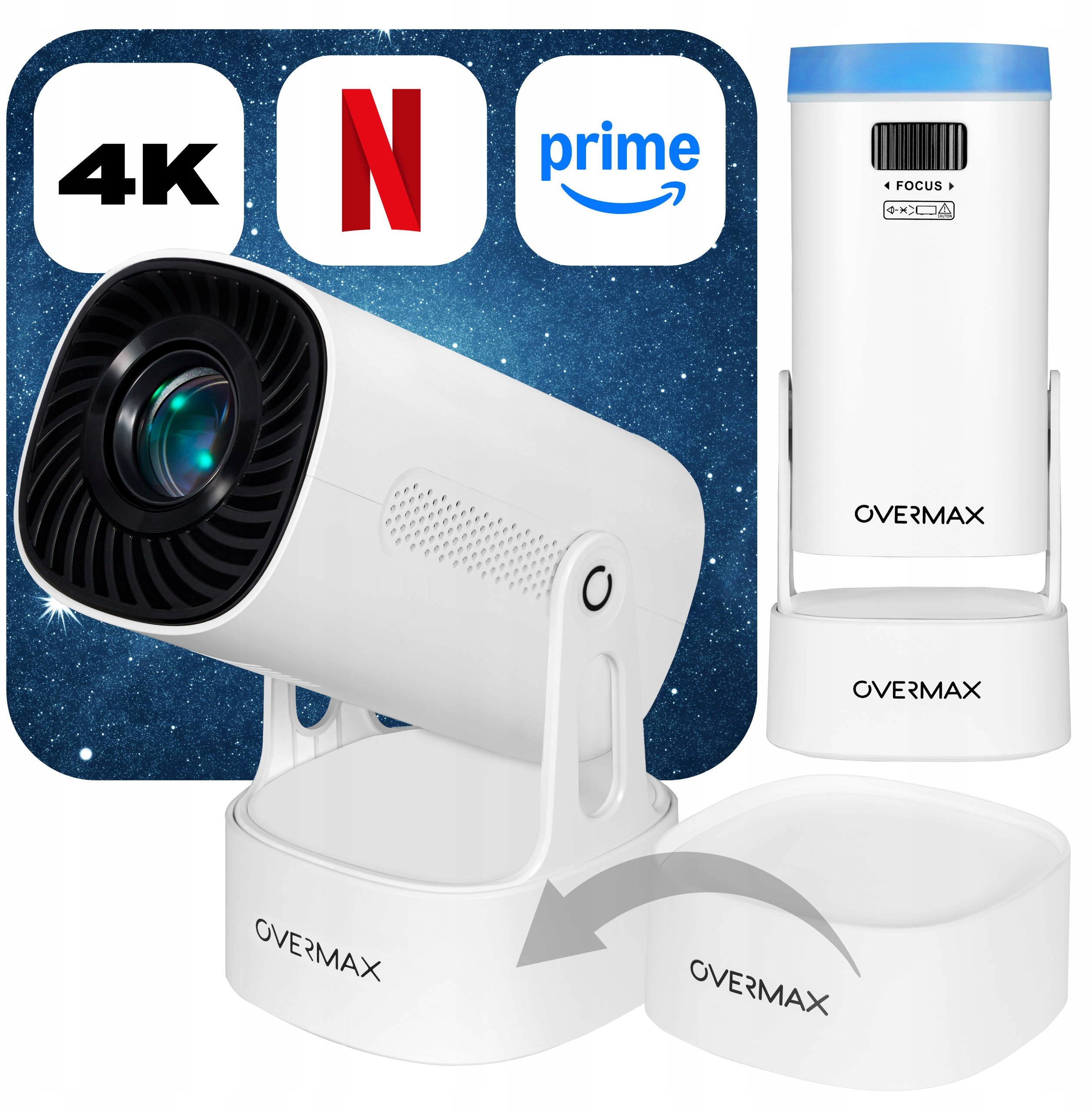 OVERMAX Projektor Multipic EZ 4K – Mobilna projekcja w najwyższej jakości
