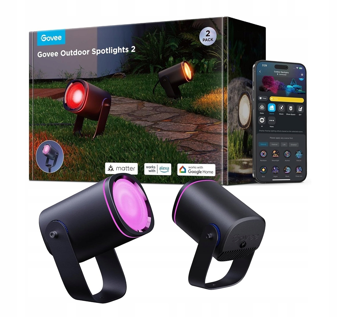 Govee Outdoor Spotlights 2 – Oświetlenie ogrodowe idealne na każdą okazję