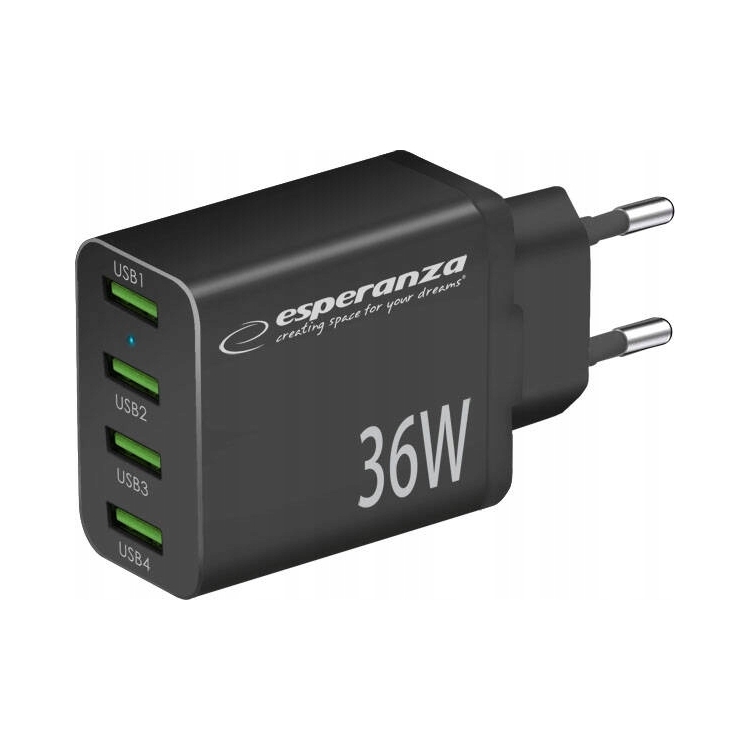 Ładowarka sieciowa EZC107K 36W 4x USB-A QC 3.0 – Szybkie ładowanie dla Twoich urządzeń
