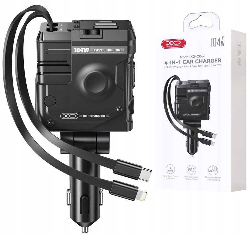 Ładowarka samochodowa XO CC66 104W – Wydajność i wygoda w podróży