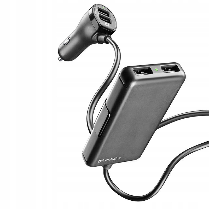 Ładowarka samochodowa Cellularline 4 x USB – Szybkie ładowanie w podróży