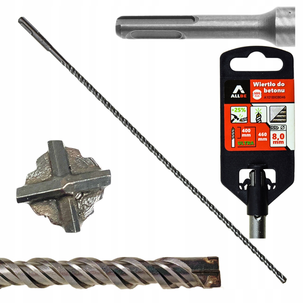 Wiertło do betonu SDS Plus 8x460 mm – Idealne do zbrojonego betonu