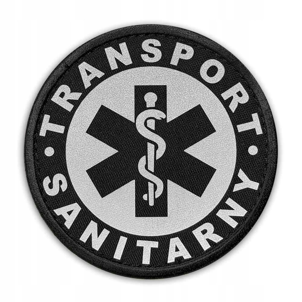 Emblemat odblaskowy TRANSPORT SANITARNY na rzepie 8,5 cm – Bezpieczeństwo w służbie