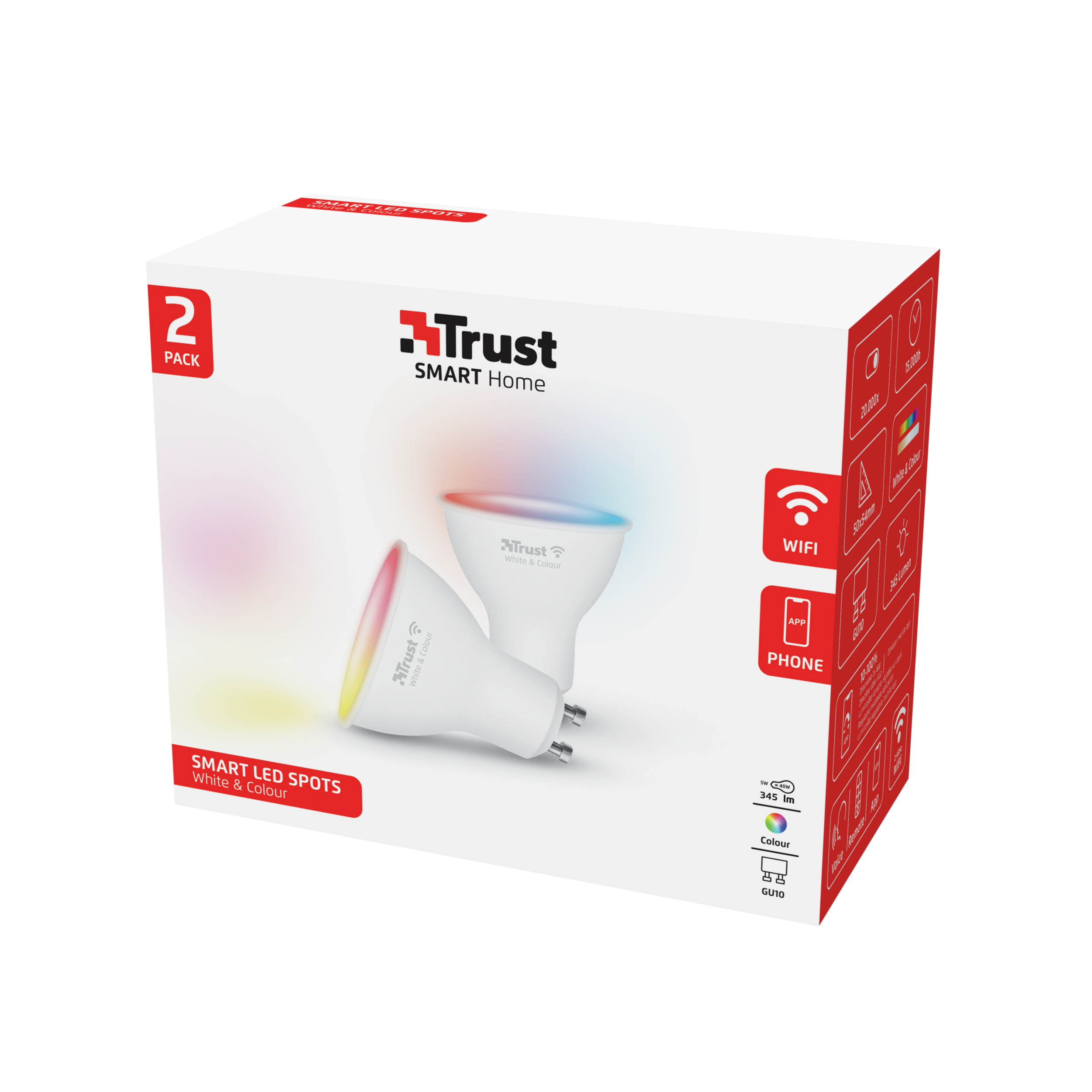 Inteligentna żarówka LED Trust WiFi LED Spot GU10 White & Colour (Duo-pack) – Oświetlenie przyszłości