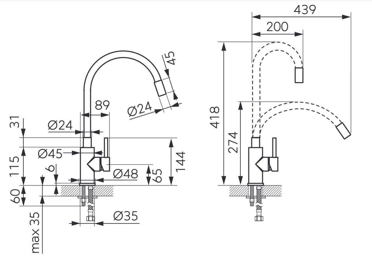 Specjalne cechy – regulator ceramiczny i zasięg wylewki 150-350 mm