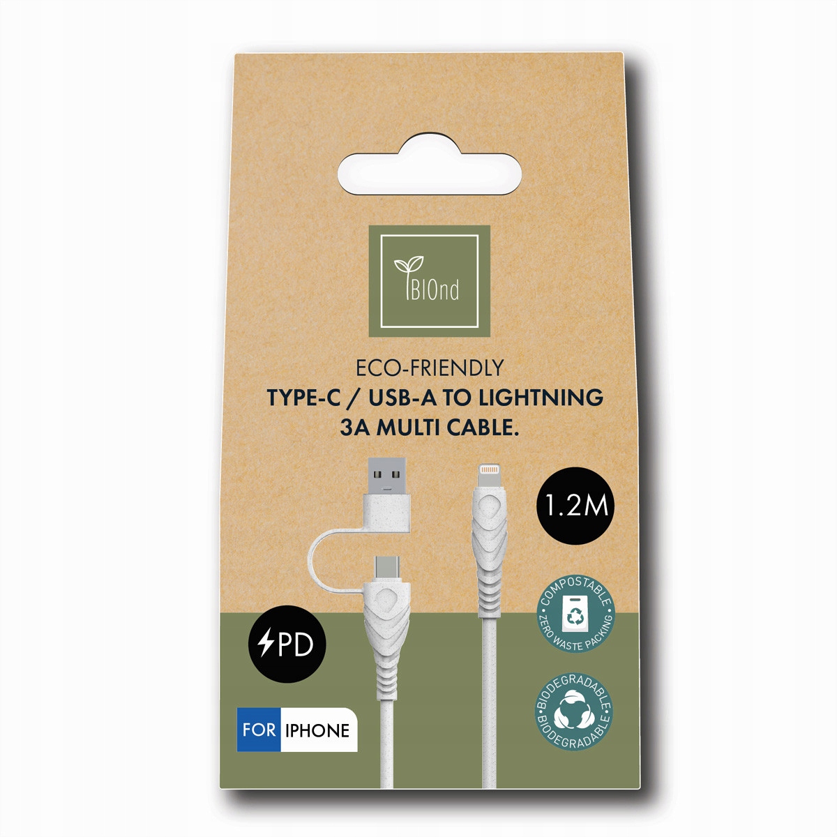 Kabel USB-C - Lightning 1.2 m Biały (BIO* CT-IP) – Wydajność i ekologia w jednym