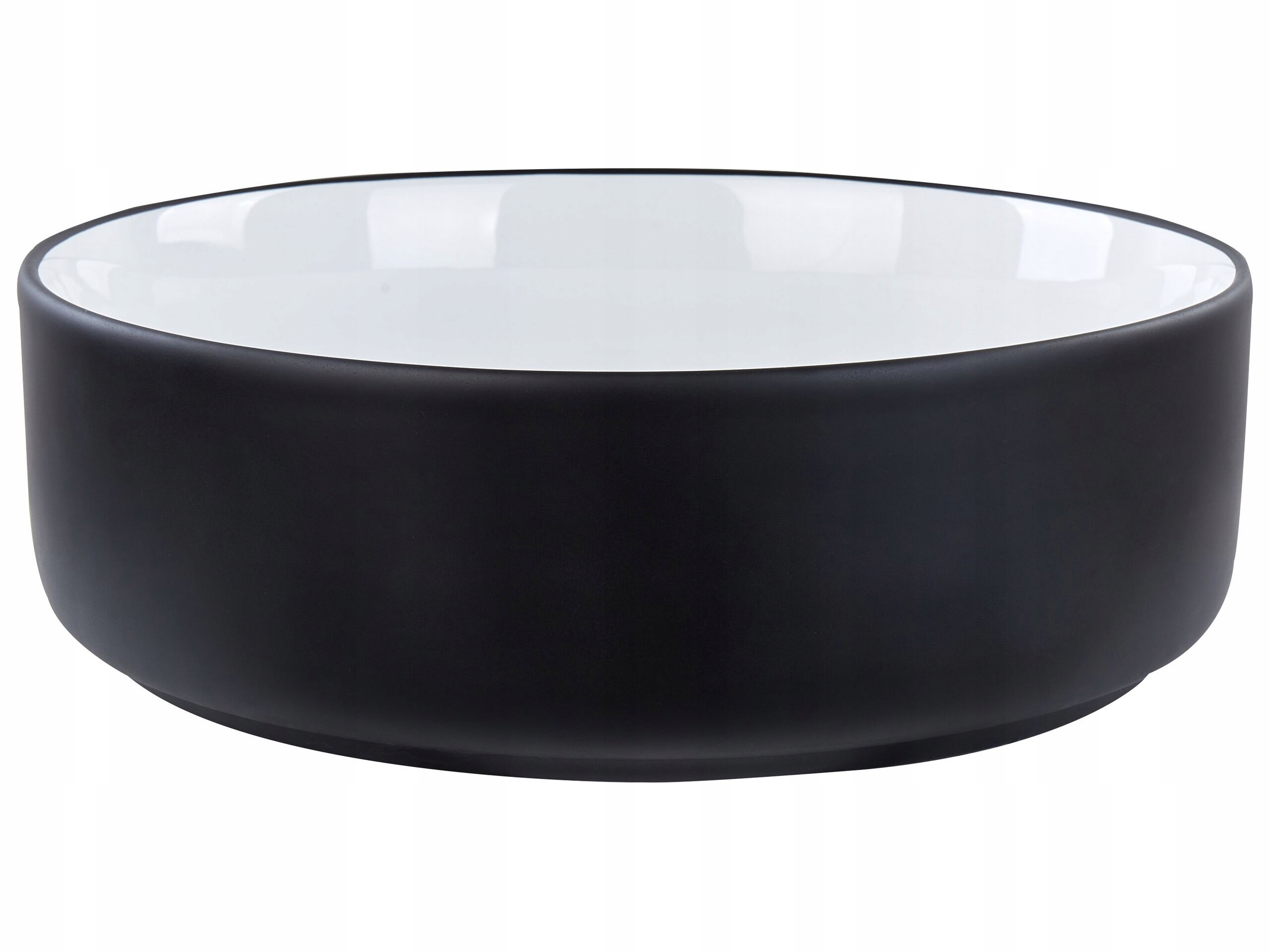 Umywalka nablatowa ceramiczna ⌀ 36 cm biała z czarnym CALIG Lumarko – Elegancja i funkcjonalność w Twojej łazience
