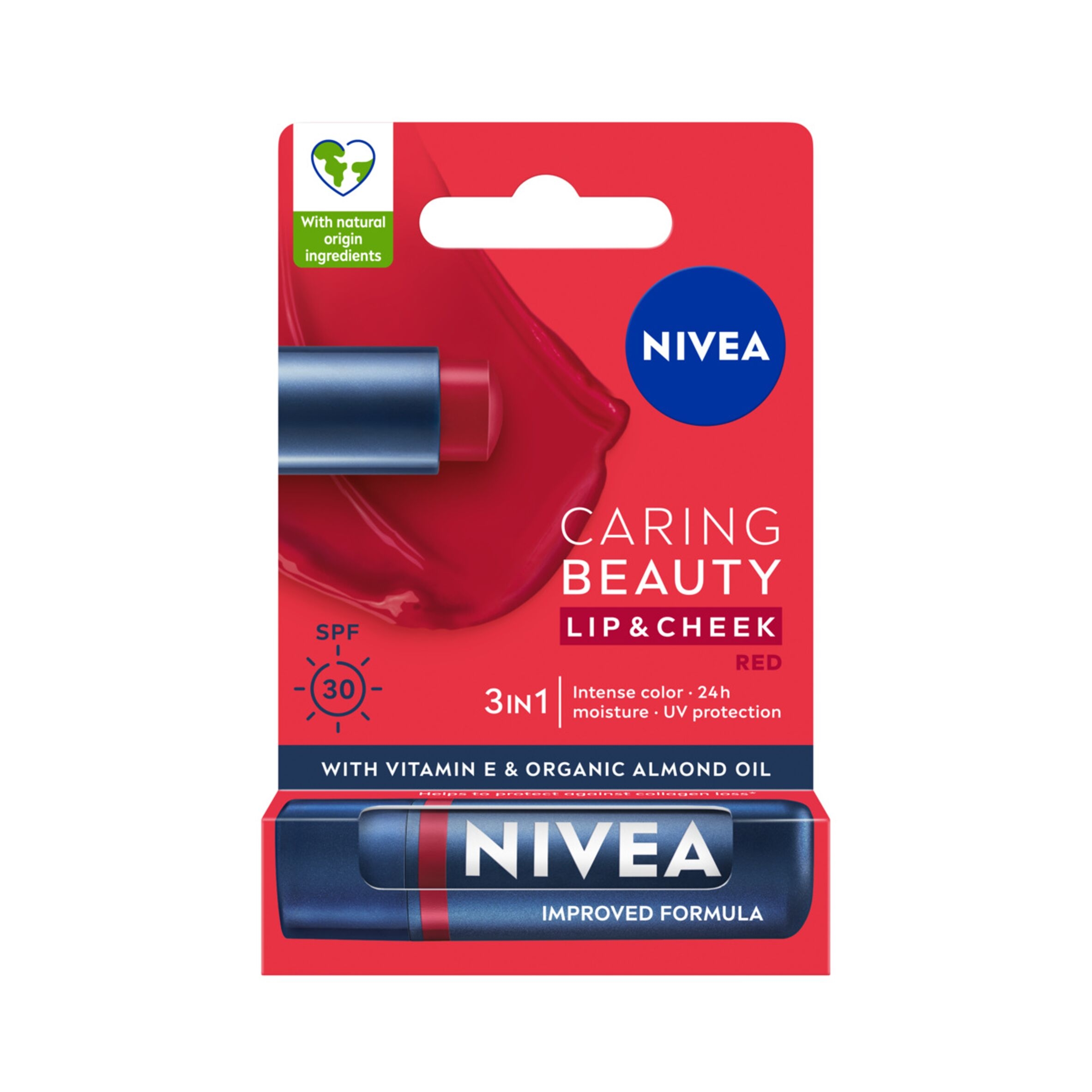 Nivea Caring Beauty 3w1 pomadka pielęgnująca Red 4,8 g – Idealna pielęgnacja ust