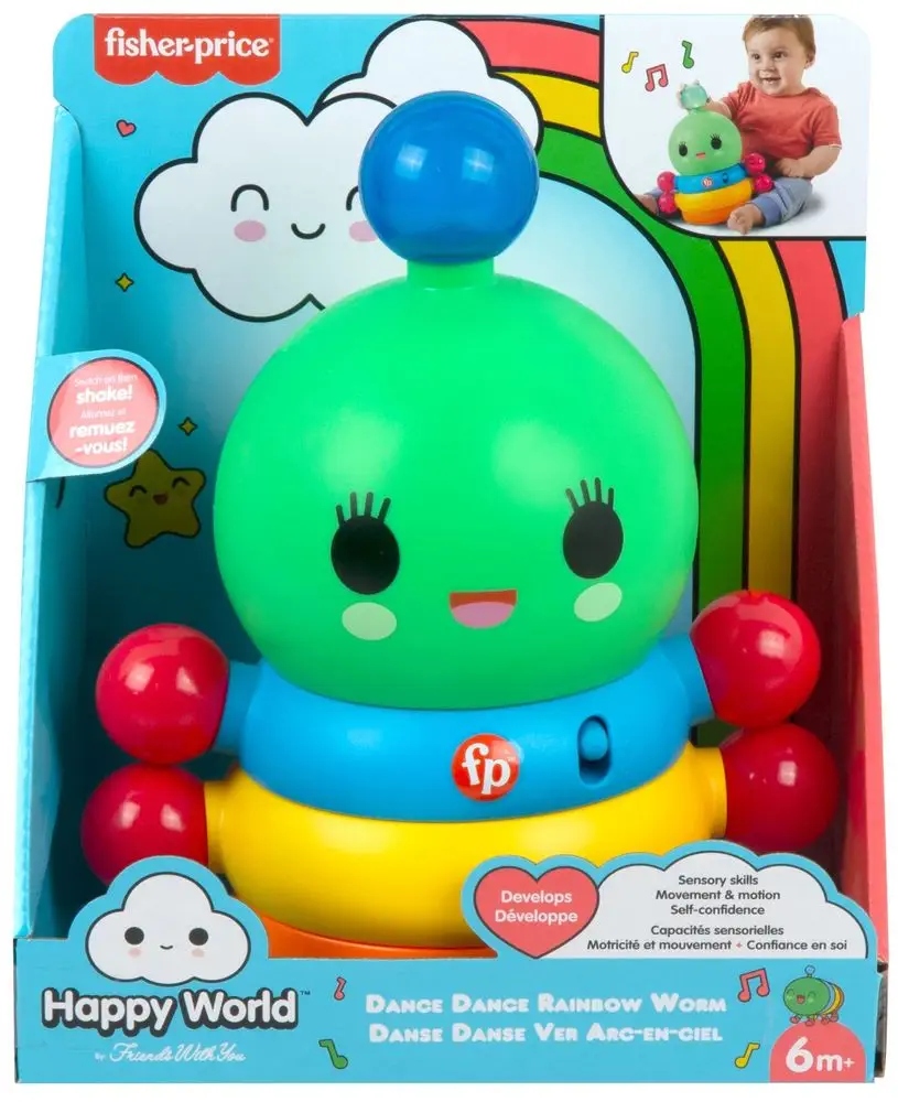 Fisher-Price FWY Bop & Wobble Rainbow Worm – Interaktywna zabawka dla Twojego malucha